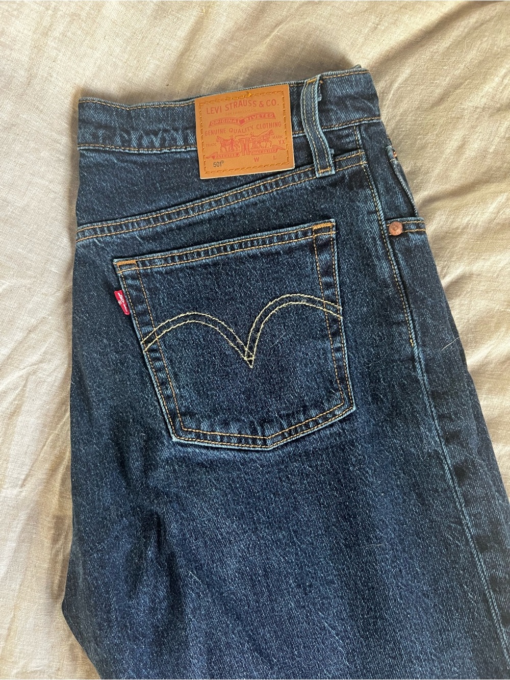Levi's Classic 501’s Dark Blue Denim Jeans - Classic Five-Pocket